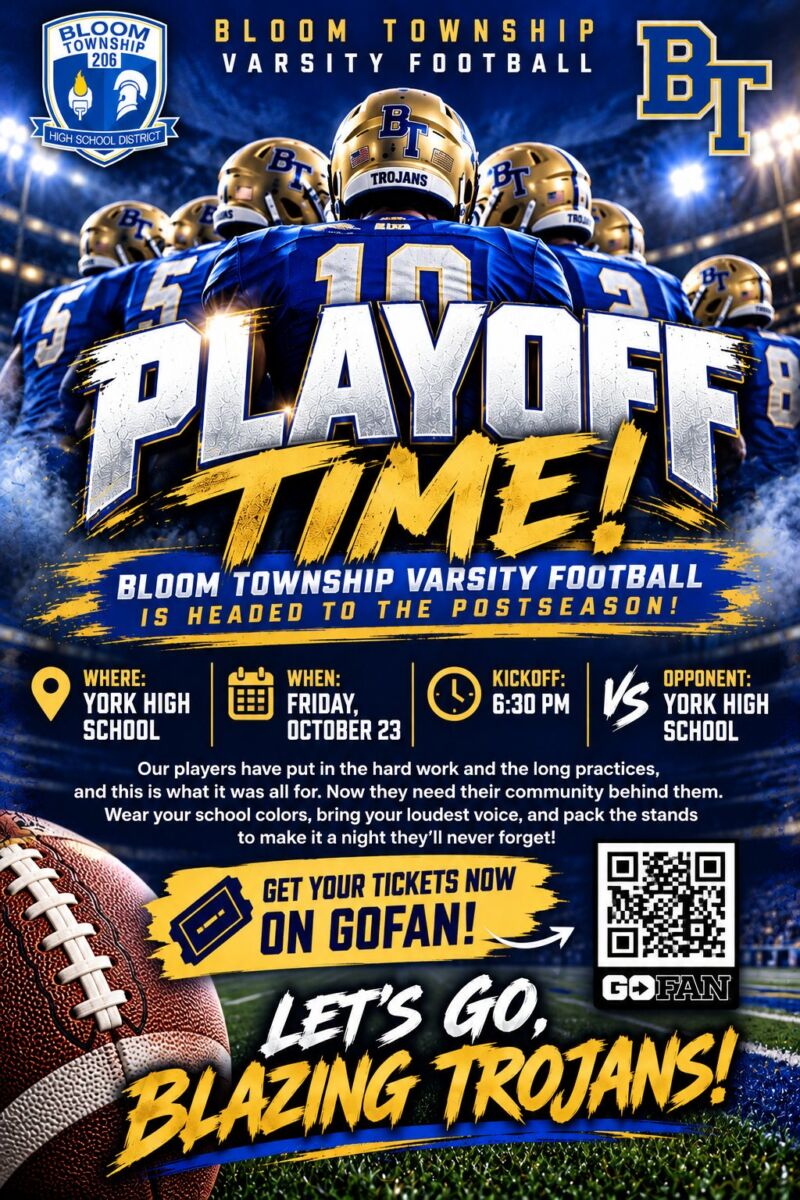 Image for the Tweet beginning: PLAYOFF TIME! Bloom Township Varsity